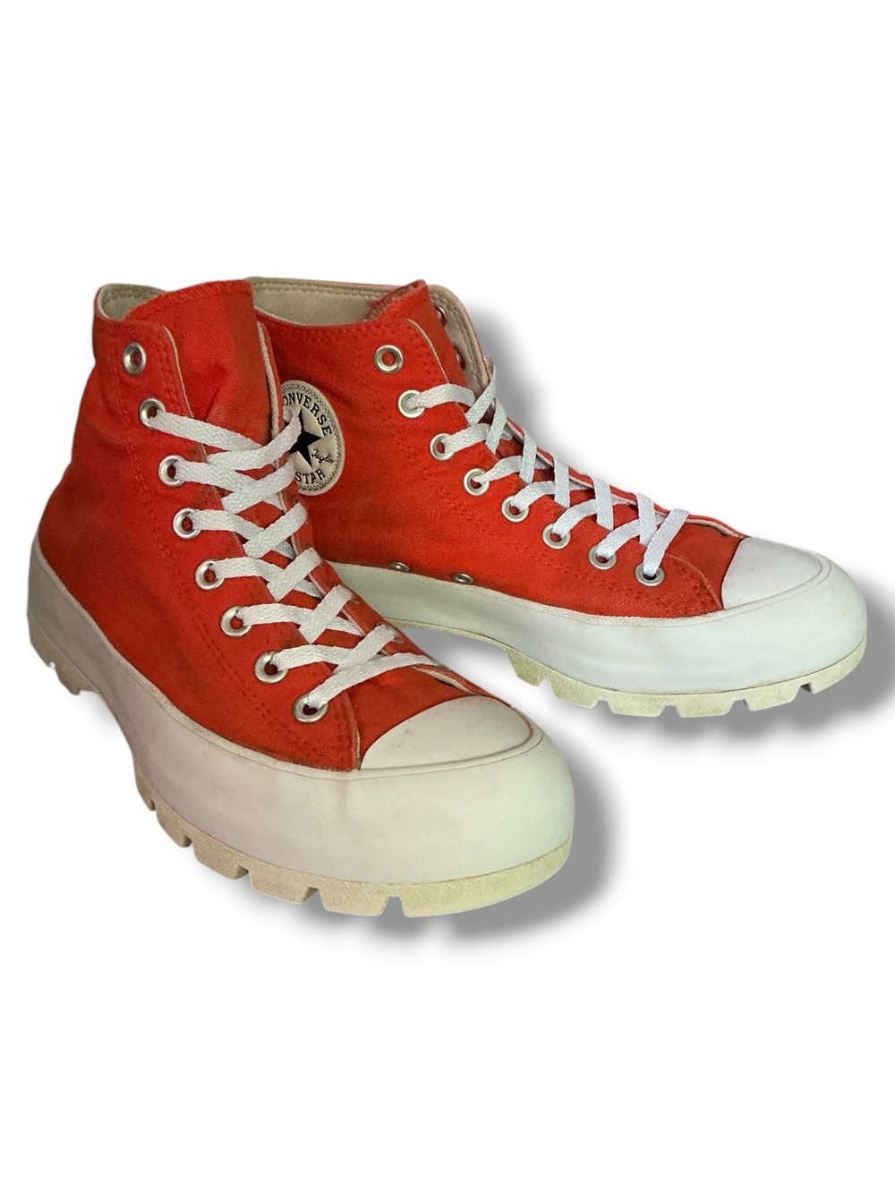 Converse High Top Platform Sneakers - Orange with White - Picture 11 of 12